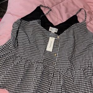 Black and White Gingham Top